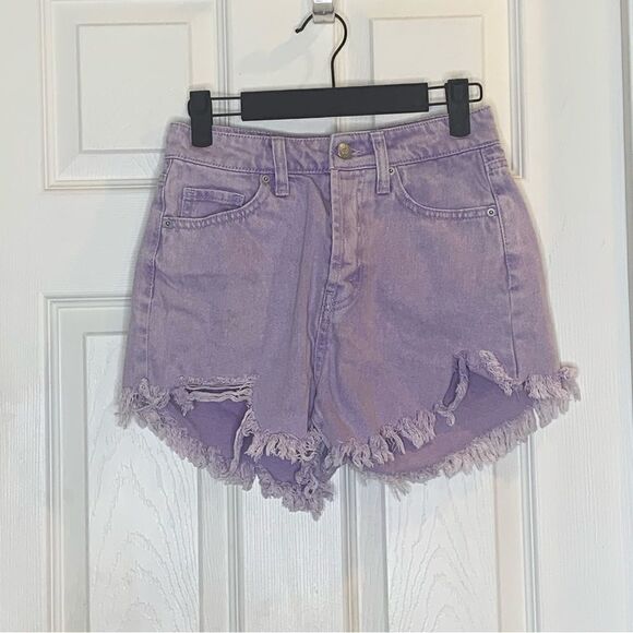 Wild Fable Highest Rise Purple Distressed Shorts Size 0 - Picture 5 of 10